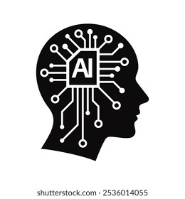 Artificial intelligence head logo vector. Brain human emblem. Art icon of AI