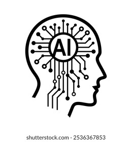 Artificial intelligence head logo vector. Brain human emblem. Art icon of smart technology