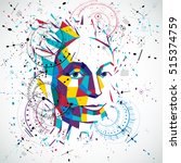 Artificial intelligence head, low poly style 3d vector wireframe object broken into different particles. Modernistic background can be used in projects on subject of human mind and consciousness.