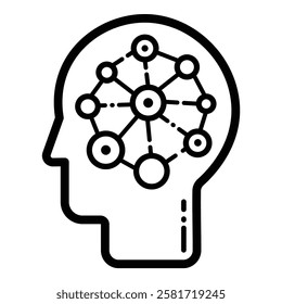 Artificial Intelligence Head Outline Icon Isolated On White Background
