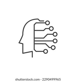 Artificial Intelligence Head vector Technology concept linear icon or symbol 