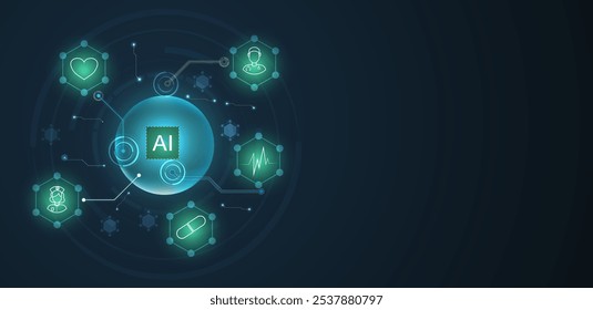 Artificial intelligence healthcare abstract background. Futuristic technology medical