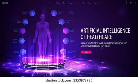 Artificial Intelligence and healthcare computer database concept. Human health diagnostics by artificial intelligence.