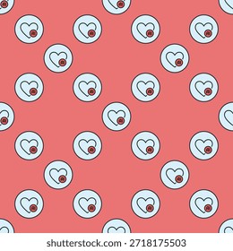 Artificial Intelligence and Heart sign vector I Love AI concept colored round seamless pattern