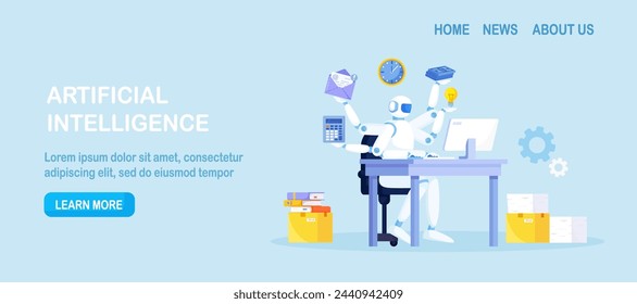 Artificial intelligence to help productivity. Business automation. AI robot help multitask. Innovation technology for work efficiency. Automation or robotic assistance