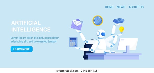 Artificial intelligence to help productivity. Business automation. AI robot help multitask. Innovation technology for work efficiency. Automation or robotic assistance