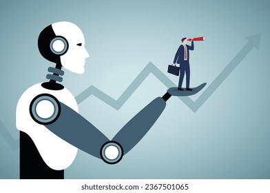 Artificial intelligence helping businessman make strategy and forecast.