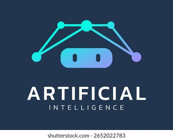 Artificial intelligence with hexagon network lines robot face technology Analysis logo vector design concept. AI technology logotype symbol for advance technology, company, identity, innovation, ui.