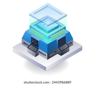 Artificial intelligence high technology concept, flat isometric 3d illustration