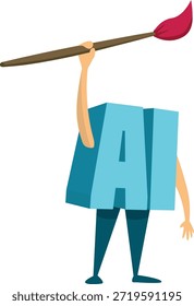 Inteligência artificial segurando um pincel
