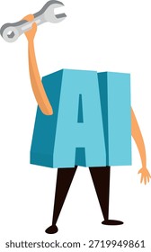 Inteligencia artificial sosteniendo una llave inglesa