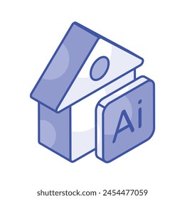 Artificial intelligence home isometric vector design