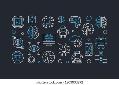 Artificial Intelligence Horizontal Outline Banner Ai Stock Vector ...