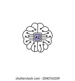 Artificial Intelligence human brain icon vector