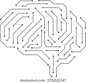 Artificial intelligence human brain illustration on white background. Brain circuit ai tech concept icon