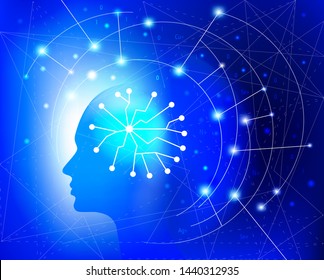 Artificial Intelligence. Human brain and neural networks. Digital technology and engineering concept