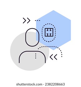 Artificial intelligence and human intelligence collaboration. Working process. High techs. Modern simple illustration. Vector file.