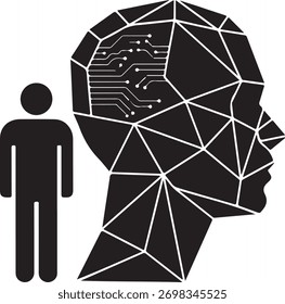 Inteligência artificial conexão humana conceito abstrato gráfico com circuito cerebral