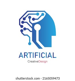 Artificial Intelligence Human Face Logo Template Stock Vector (Royalty ...