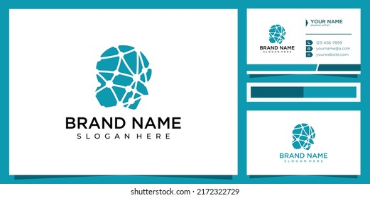 Artificial intelligence and human face logo template.