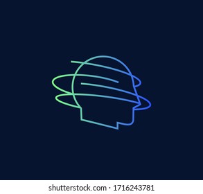 Artificial Intelligence Human Head Logo. AI And Machine Learning Concept. Neural Network And Technology Sign.