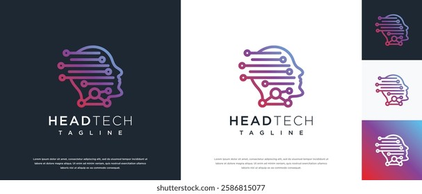 artificial intelligence human head logo design template. human head logo icon, mind, logo for tech company