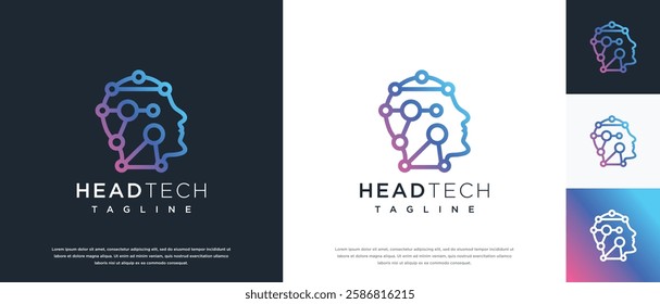 artificial intelligence human head logo design template. human head logo icon, mind, logo for tech company