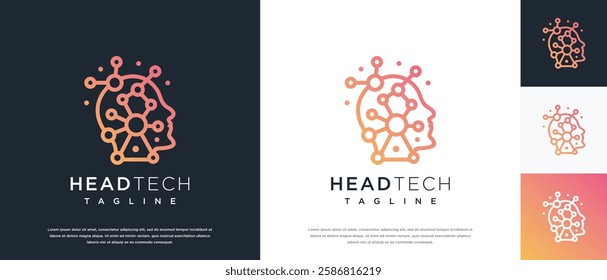 artificial intelligence human head logo design template. human head logo icon, mind, logo for tech company