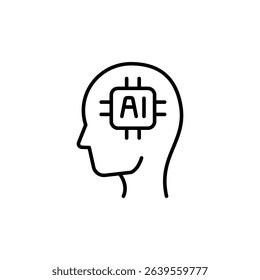 Artificial Intelligence Human Head Outlined With Chip Embedded Concept