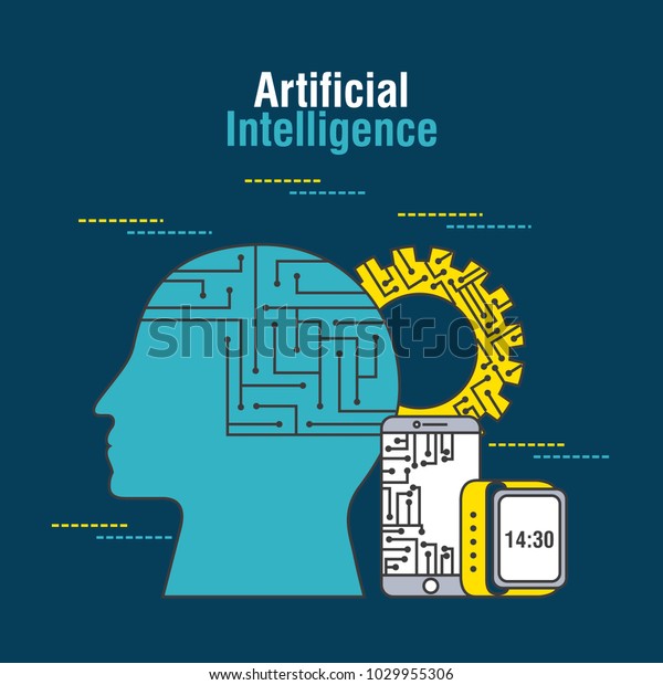 Artificial Intelligence Human Profile Mobile Gear Stock Vector (Royalty ...