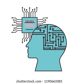artificial intelligence human profile motherboard circuit