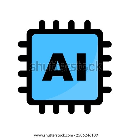 Artificial Intelligence icon. AI icon clip art isolated in white background. AI capabilities explanation. Cyber technology symbol modern