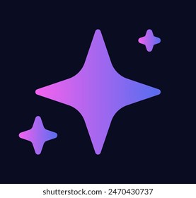 Artificial intelligence icon, ai stars symbol, machine learning, generate image and text, data assistant, computer help on background flat vector illustration.