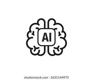 Artificial intelligence icon. AI technology and Machine learning. AI brain chip icon, computer help assistant isolated on white background