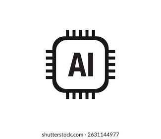 Ícone de inteligência artificial. Tecnologia de IA e aprendizagem de máquina. Ícone chip do processador AI, assistente de ajuda do computador isolado no fundo branco
