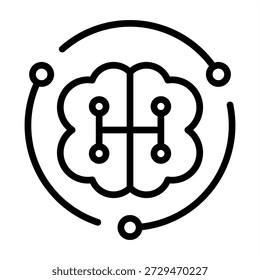 Künstliche Intelligenz Symbol - Schwarze Umrisssymbole Stil für künstliche Intelligenz und KI-Technologie