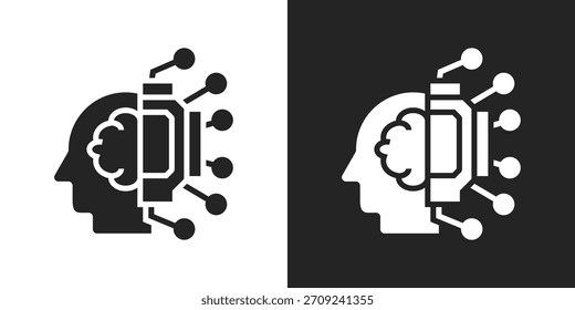 Artificial Intelligence Icon In Black And White Glyph Style