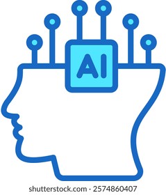 Artificial Intelligence Icon Blue Color Vector Illustration