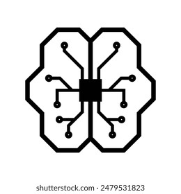artificial intelligence icon. brain and ai components. outline design style. cock is used for presentations, brands, materials, etc. vector design template