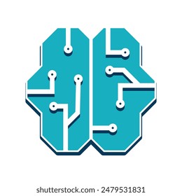 artificial intelligence icon. brain and ai components. flat design style. cock is used for presentations, brands, materials, etc. vector design template