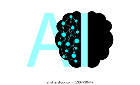 Artificial intelligence icon. Brain logo vector design