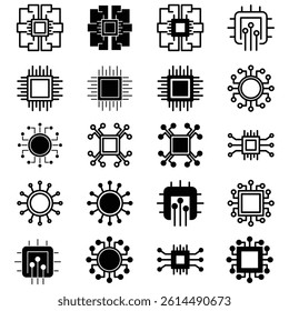 artificial intelligence icon collection, line and glyph