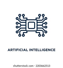 artificial intelligence icon from artificial intelligence collection. Thin linear artificial intelligence, robot, intelligence outline icon isolated on white background. Line vector artificial 