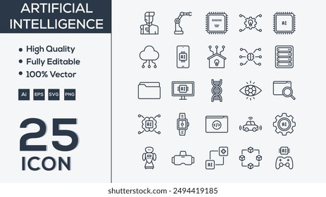 Artificial intelligence icon collection vector illustrator