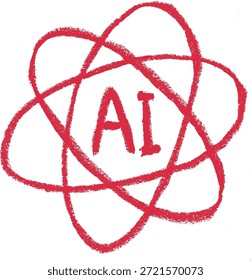 Icono de Inteligencia Artificial Crayón Tiza Dibujo Doodle Vector