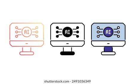 Diseño de icono de inteligencia artificial con fondo blanco ilustración de stock