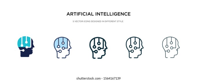 artificial intelligence icon in different style vector illustration. two colored and black artificial intelligence vector icons designed in filled, outline, line and stroke style can be used for