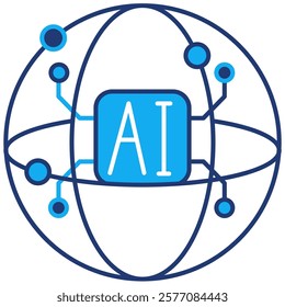 Artificial intelligence Icon - Dual Tone Style - Neuroscience Theme