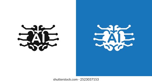 Artificial intelligence icon Flat vector set outline