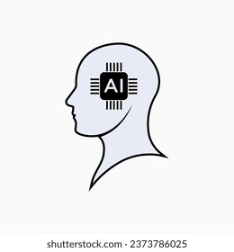 Artificial Intelligence Icon. Genius, Clever. Smart Think, AI Symbol.